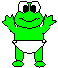 An animated green cartoony frog wearing a diaper.